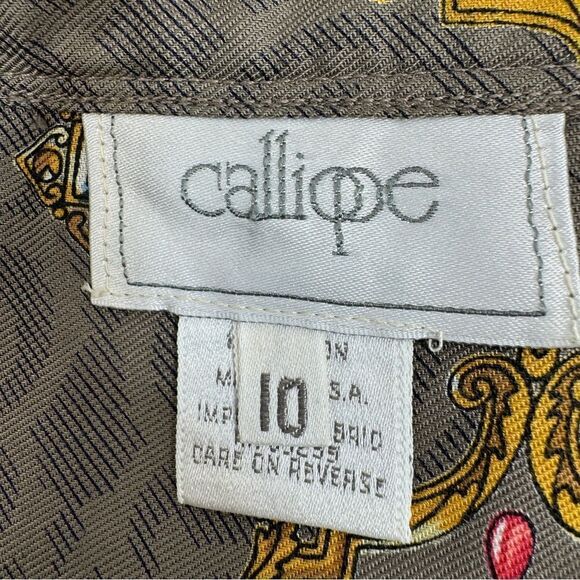 Calliope Vintage Jewel Damask Print Pleated Maxi Skirt Taupe 10 - Picture 10 of 13